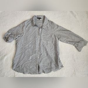 Velvet Heart black and white striped long sleeve button down plus size 1X NWOT